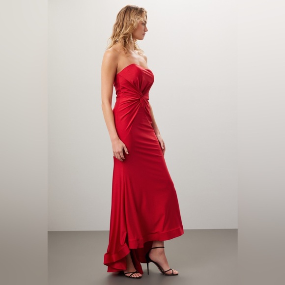 FAVIANA Red Strapless Evening‎ Knot Front Mermaid Sweetheart Gown 8 - Picture 2 of 6